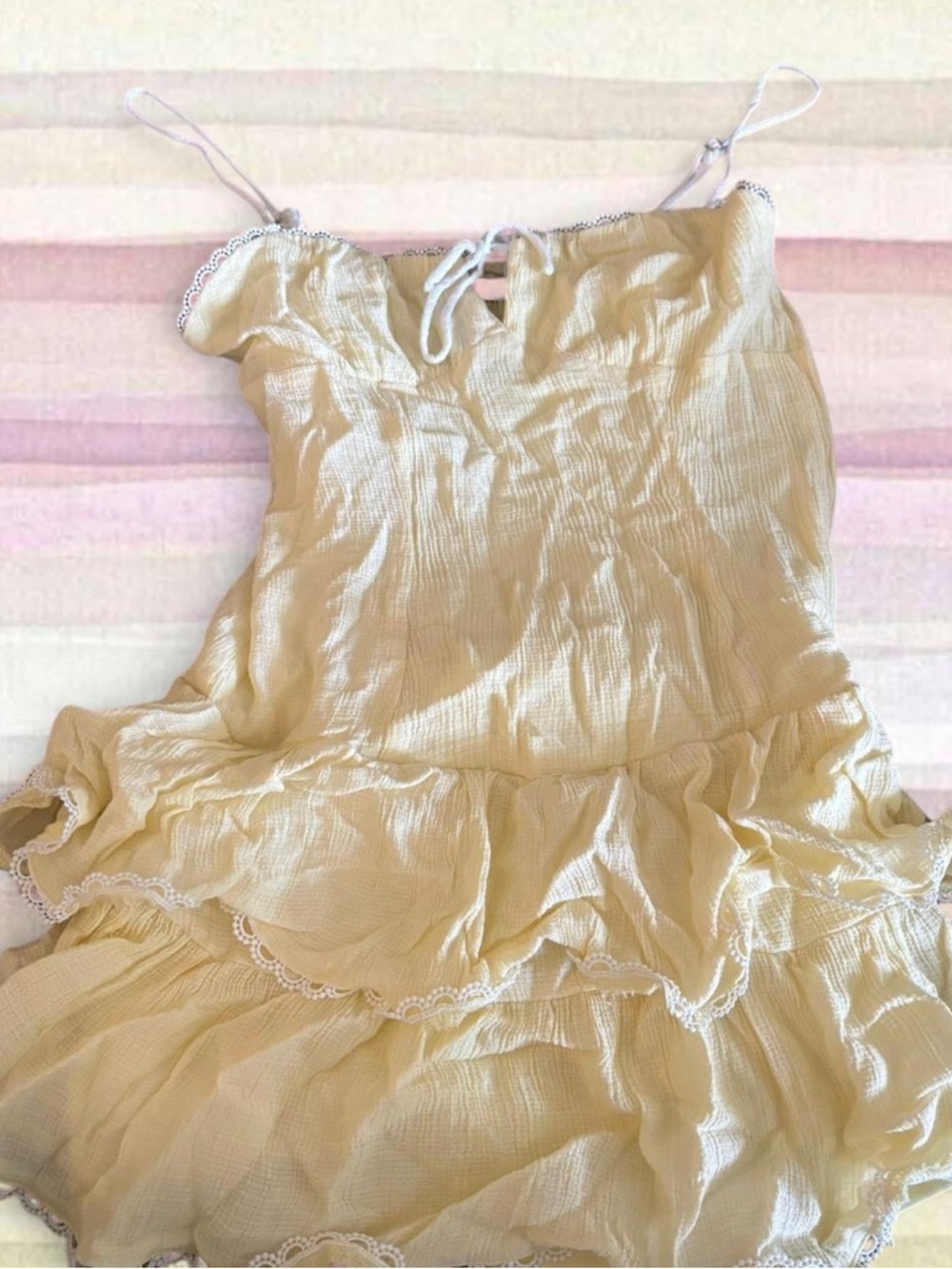 Cotton Candy Cream Tie-Front Ruffle Top